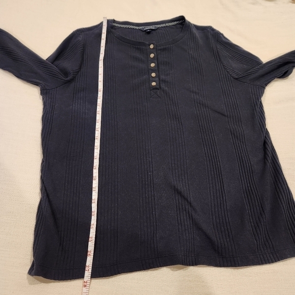 Lands End knitted ribbed popover Henley Navy blue Womens size Extra Large - Picture 6 of 9